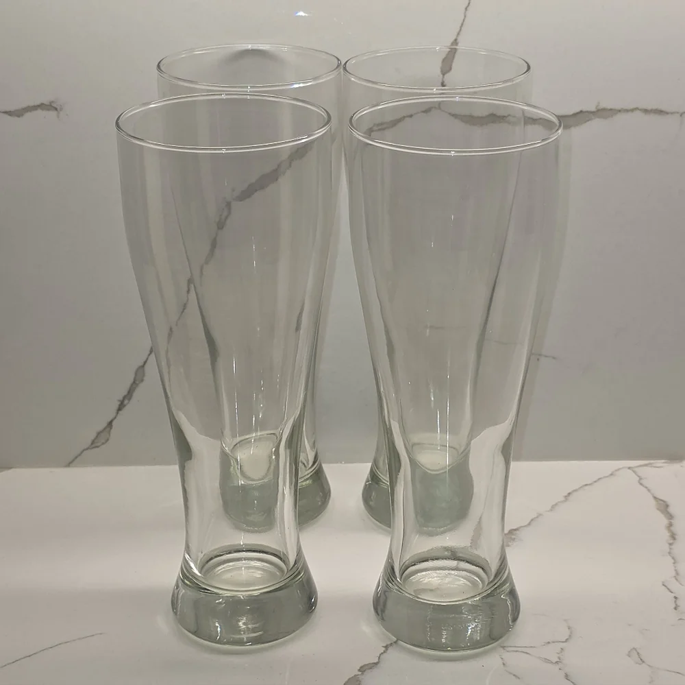 Tall Beer Glasses  - Clear Glass Beer Tumblers Set Of 4